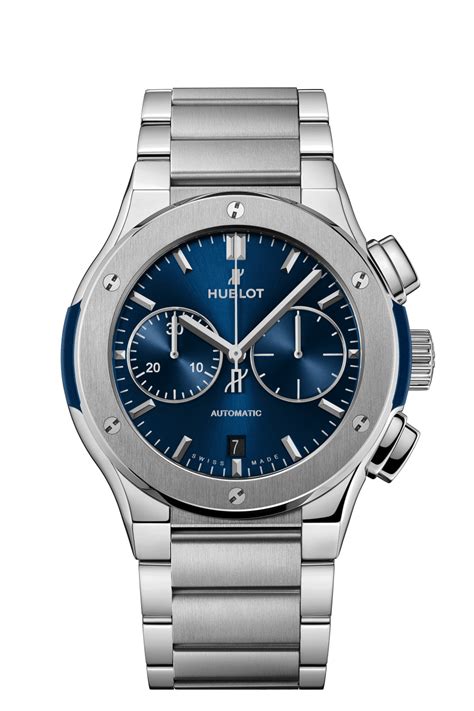 hublot blue chronograph titanium bracelet